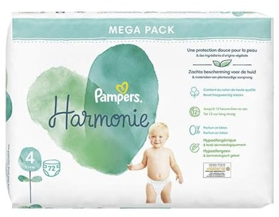 Pampers Harmonie 72 Windeln, Größe 4 (9-14 kg)