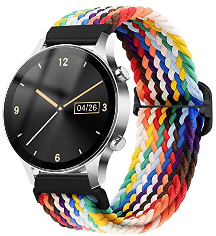 Cobee Dehnbares Nylonband, geflochtenes Sport Elastikband Ersatzarmbänder weiches Gummiband Solo Loop Armband für Uhren und Smartwatches (Regenbogenfarbe, 20 mm)