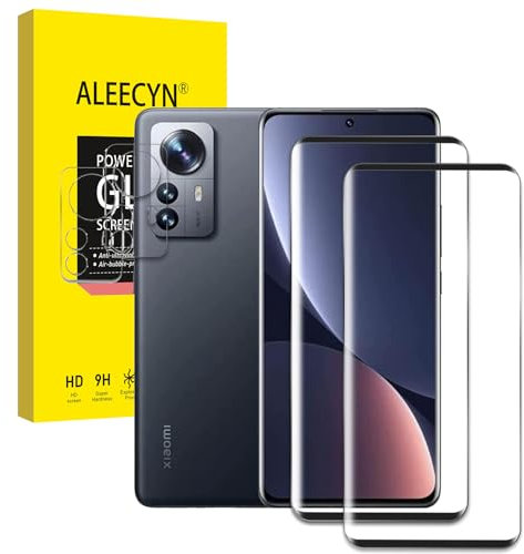 [2+2Piezas] Protector de Pantalla para Xiaomi 12 Pro 5G, 3 Cristal Templado y 3 Protectores de Lente de Cámara, Ultra HD Cristal Vidrio Templado, 12H Dureza, Sin burbujas, Anti-Arañazos