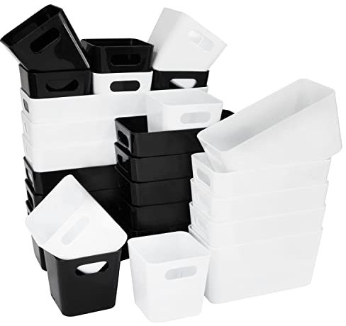 Hummelladen 26 Teile Organizer Set - 10 cm hoch - weiß und schwarz - in 3 Größen - Schubladeneinsatz - passend für 2 Schubladen von 40 x 60 cm