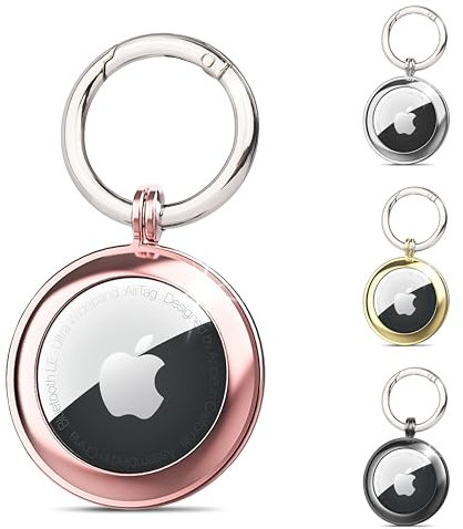 RECKNEY AirTag Schlüsselanhänger Hülle Roségold - Airtag Apple Halter kompatibel mit Air Tag 2024 Tag Schutz für GPS-Schlüssel, Brieftaschen, Taschen, Kinder, Rucksäcke