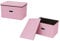 Youyijia 2 Pack Storage Boxes with Lids 45x30x30cm Large Collapsible Storage Baskets for Shelves Foldable Linen Fabric Storage Bins with Handle Cube Storage Unit for Organizing Clothes Pink