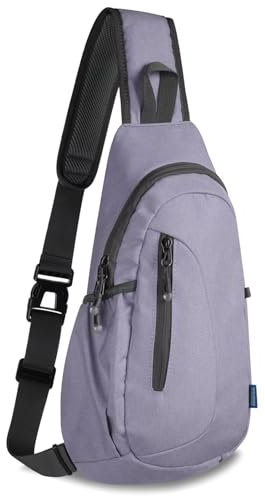 TITECOUGO Kleiner Canvas Sling Bag Leichter Crossbody Bag für Frauen Rucksack für Männer Lauf-Rucksack Reise-Brusttasche Schulter Tagesrucksack für Fitnessstudio Arbeit Outdoor Wandersport Helllila