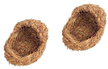 Mipcase Lot De 2 Paniers Décoratifs en Paille Tressée pour Chat De Luxe pour Lit De Chat Herbe Fournitures pour Animaux De Compagnie Jaune Clair