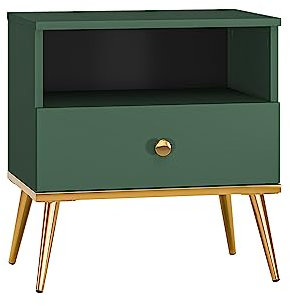 Lomadox Nachttisch Nachtschrank in grün mit goldfarbenen Griffen und Füßen, B/H/T ca. 50/53/34 cm