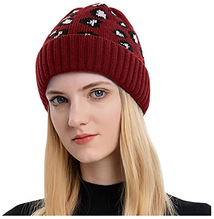 Boys & Girls Head warm Mützen Outdoor-Mütze Unisex-Becken hat Fashion-Strick Frauen & Männer Fliegermütze Winter Kinder (Wine, One Size)