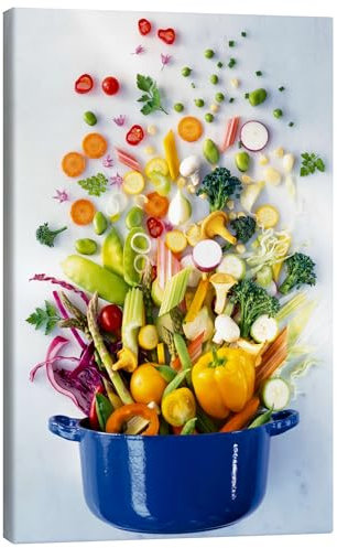 Posterlounge Verduras en una olla Lienzo 60 x 90 cm Cuadros Decoración para la pared