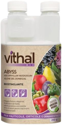 VITHAL GARDEN Integratore Abyss per Piante - Biostimolante a Base di Alghe Ascophyllum nodosum, Potenzia Fioritura, Allegagione e Crescita Radicale, Consentito in Agricoltura Biologica, 250ml