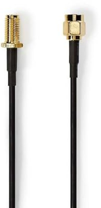NEDIS Antennenkabel - RP SMA-Stecker - RP SMA-Buchse - Vergoldet - 50 Ohm - Einzeln geschirmt - 1.00 m - Rund - PVC - Schwarz - Label
