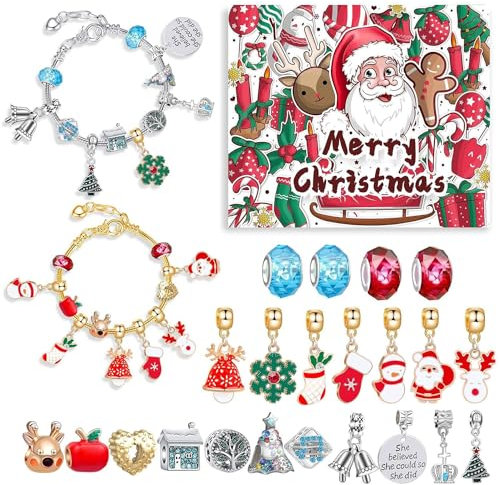 Advent Calendar 2025 for Girls Kids Christmas Countdown Calendar, DIY 24 Days Christmas Jewelry, 2025 New Charm Bracelet Advent Calendar for Girls (Set C)