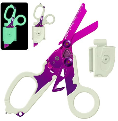 Trauma Schere Emergency Shears mit Strap Cutter und Glass Breaker Faltbare Scherenzange aus Edelstahl, Outdoor Camping Rescue Scissors Tools