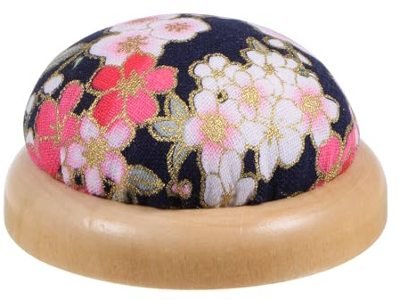 QUARKZMAN Nadelkissen mit Holzsockel im japanischen Stil für Nähen Schwarz | rundes Nadelkissen-Nadelhalter, Quilten Handarbeiten und DIY-Basteln
