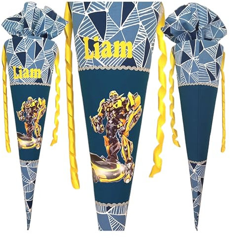 Roboter Schultüte passend zum Derdiedas Monster Truck Schulranzen, für Jungen, genäht, Wunschname,petrol