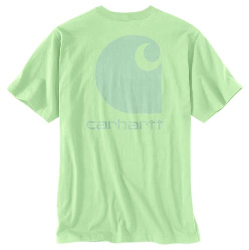 Carhartt Men's Relaxed Fit Heavyweight Short-Sleeve Pocket C Graphic T-Shirt, Tender Greens, Large