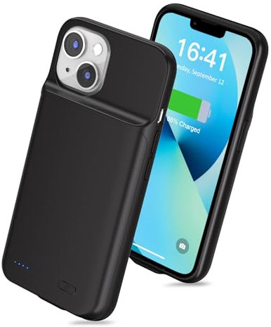 LCLEBM [7000mAh] Battery Case for iPhone 13,New Upgrade High Capacity Rechargeable Extended Battery Pack Charging Case, Protective Portable Smart Backup Charger Cover for iPhone 13(1 Pack) Black