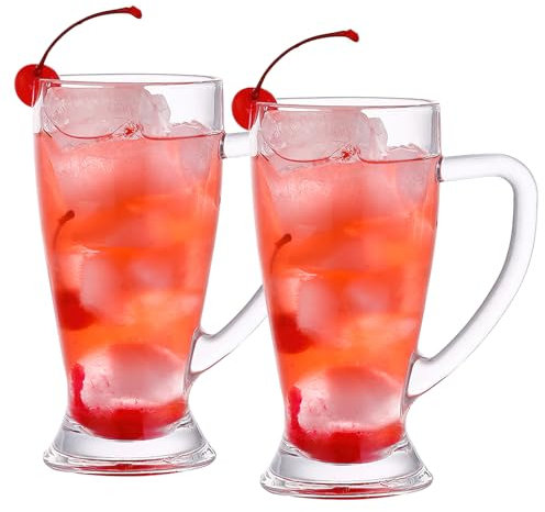 ACTOYS 2 Pezzi Bicchieri da Latte Macchiato, Bubble Tea Tazze con Manico, 380ml Tazze da Caffè, Tazze di Vetro per Latte, Cappuccino, Bustina di Tè, Succo di Frutta, Birre