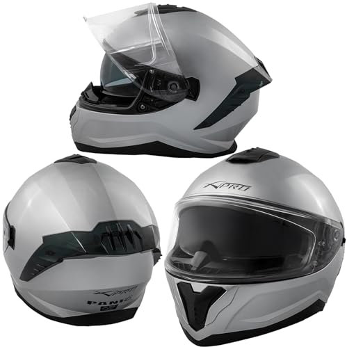 A-Pro Integralhelm Motorradhelm Rollerhelm Innensonnenblende Helm Silber XL