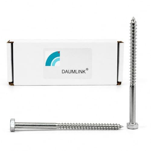 DAUMLINK® 25 viti esagonali per legno in acciaio inox DIN 571 (25 pezzi) per fissaggio sicuro nella costruzione in legno (M6x100 mm)
