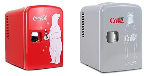 Koolatron Mini Fridge 4L Small Fridge 6 Can Quite Mini Fridges Mini Cooler Warmer for Office Home Travel PB Red + Diet Coke Mini Fridge 4L Table Top Mini Fridges for Skincare 12V Portable Cooler Grey