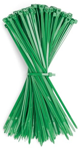 GUNGY Attache Cable Vert 200 x 3,6 mm Collier de Serrage Plastique Serre Câbles Électriques pour Cable Management Jardinage 100 Pièces