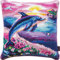 kitphoenix DIY Knüpfhaken-Set Knüpfkissen Delfin Knüpfkissen Set für Anfänger Erwachsene oder Kinder zum Selber Knüpfen, DIY Knüpfteppich Knüpfpackung, Knüpfhaken Set 43 x 43 cm