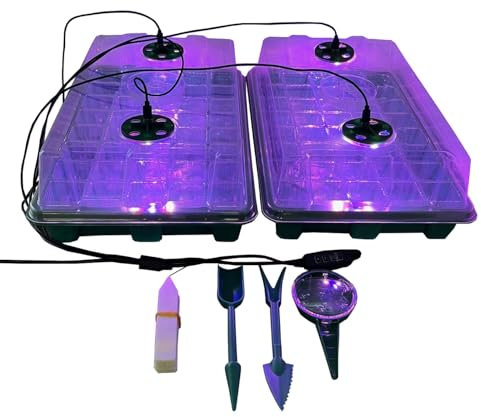 Selections Plant Propagator 40 Cell Seed Tray Set with Full Spectrum USB Grow Lights (Pack of 2)