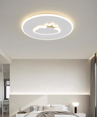 SSNCcNC Modern LED Deckenleuchte Kinderzimmer Rund Wolke Dimmbar Fernbedienung Lamp Kreativ Eisen Acryl Deckenlampe Wohnzimmer Schlafzimmer Deckenbeleuchtung D50cm 75W