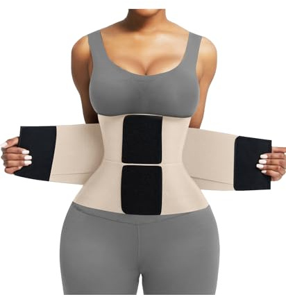 FeelinGirl Waist Trainer Bauchweggürtel Korsett Damen Bauchweg Bauchgürtel Shaper Trimmer Bauchkontrolle Shapewear Körperformer mit Dreifachumwicklung für Frauen