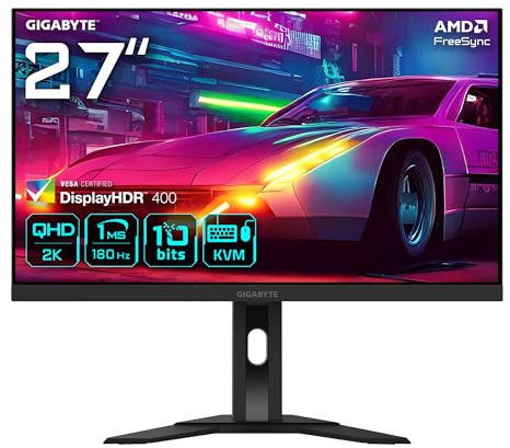 Gigabyte M27QA 27 QHD-Gaming-Monitor - 2560 x 1440, 180Hz, 1ms, 350 cd/m², FreeSync Premium, HDR Ready, HDMI 2.1, DisplayPort 1.4
