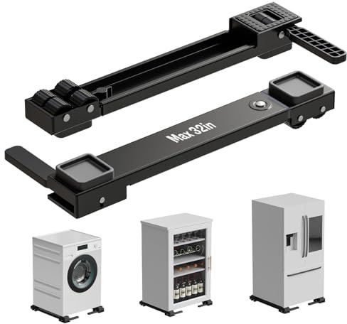 KVRG Appliance Rollers Heavy Duty,Newest Extendable Appliance Sliders,Liftable Washing Machine Base,Easily Move Washer and Dryer Machines,Refrigerators,Furniture-Black