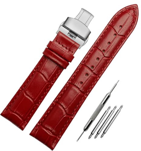 FOUUA Uhrenarmbänder Echtes Leder Uhrenarmbänder Alligator Geprägte Ersatz Faltschließe Armbänder 12 13 14 15 16 17 18 19 20 21 22 24mm
