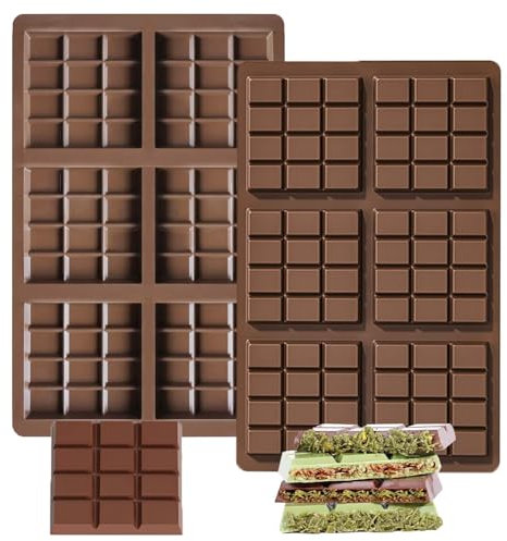 EnixwH 2 Molde Tableta Chocolate, Moldes De Silicona para Chocolate, Moldes De Silicona para Manualidades, Molde Silicona Chocolate Antiadherentes De Rectangular, para Hacer Chocolate (Forma 3)