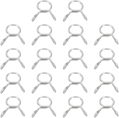 sourcing map Fuel Line Hose Clips, 18Pcs 6mm ID 7.3mm Max. ID 304 Stainless Steel Water Pipe Air Tubing Spring Hose Clamps for Motorcycle Scooter ATV, Silver