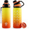 Fjbottle Trinkflasche 1L/710ML + Sieb – Sport Wasserflasche mit Zeitmarkierung/Magnetdeckel - BPA-frei Plastik Flasche für Fitness, Schule, Yoga, Outdoor