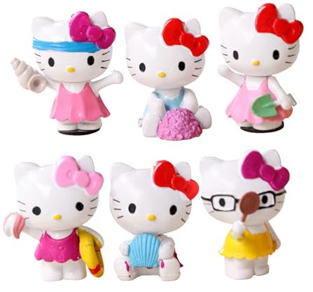 KATVVYE Hello Kitty - Decorazioni per torte a forma di bambola, 6 pezzi