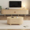 boorbin Wohnzimmer-TV-Schrank mit Stauraum + Couchtisch-Kombination, ovale Kombination in Originalholzfarbe, MDF (Holzfarbe, 175 * 40 * 42+100 * 50 * 40CM)
