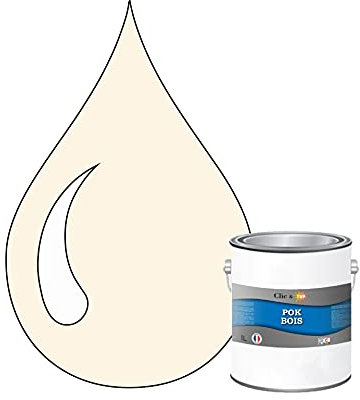 POK Peinture extérieure bois - Résistante aux intempéries BOIS - 1L - RAL 9001 Blanc crème
