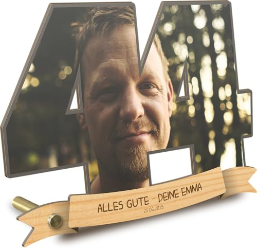 44 Geburtstag - 44 Geburstag Frauen personalisiert - Foto Motiv Holzbild opt. mit Sockel - 44 Geburtstag Männer, 44 Geburtstag Deko, 44. Geburtstag Frau, 44 Jahre Geburtstag, 44 Geburtstag Mann