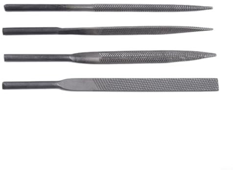 Lot de 5 limes pneumatiques pour ébavurer et façonner le verre, le métal et la pierre, comprend des limes plates, demi-rondes, triangulaires et rondes (lime ronde)