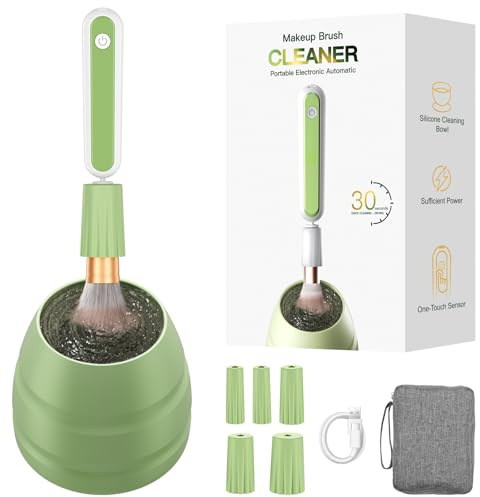 Máquina limpiadora eléctrica de brochas de maquillaje, 15000 rpm, limpieza profunda rápida y seca, limpieza eficiente con cajas de almacenamiento, lavadora giratoria portátil, regalo para mujeres