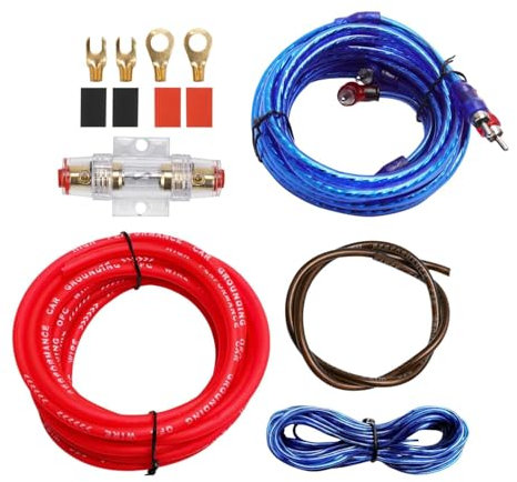 10GA Coche Amplificador Cable Set conexión,1500w Cable de Subwoofer para Coche,Kit de cableado de Amplificador de Coche,Cable de Amplificador de Coche Car Audio,Coche subwoofer Kit de Cable