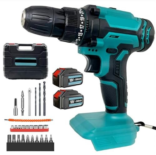 Cordless Drill for Makita 18V/21V Battery,LED Work Light,Electric Screwdriver Driver,High Torque Impact Drill Set for Wood, Masonry and Metal
