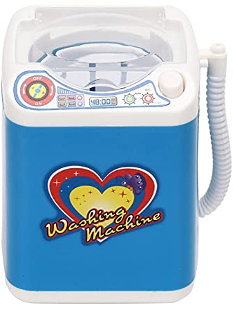 Electric Makeup Brush Washing Machine, Automatic Brush Cleaner Tool with Efficient Drainage System, Mini Toy Washer for Kids with Simulation Design, Blue Portable Makeup Sponge