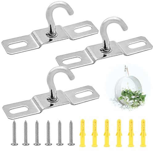 3 Pack Ceiling Hook, 68mm Heavy Duty Ceiling Lights Base Plate Chandelier Hook, Screws Mount Heavy Duty Iron Galvanized Pendant Fitting for European Lamps Ceiling Fans Flower Basket Decoration Holder