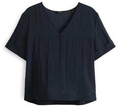 OPUS Damen Kurzarmbluse | FILKA Loose leichte Viskosemix Bluse im Boxy Fit Coal Blue, 42