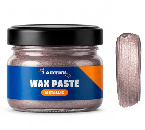 7 Artists Metallic Wachspaste Rose Gold 20 ml – Gilding Wax auf Bienenwachsbasis mit Orangenöl | Vintage Metallic Effekt für Möbel, Bilderrahmen, Holz, Gips, Ton & Terrakotta | Wax Paste