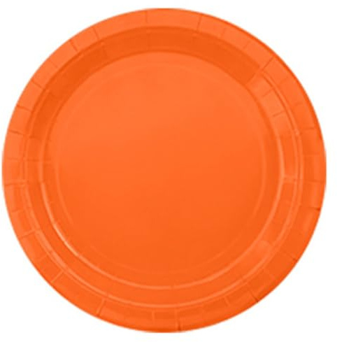 Harewtwy Paper Plate Macarons Pure Color Series Fruit Cake Picnic Dessert 9-Inch Plate Bright Orange