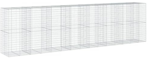 Galvanized Gabion Basket with Cover 750x100x200 cm - Gabion Wall Retaining Wall FencingWire Mesh Outdoor Landscape Stone Fill for Garden Erosion Control