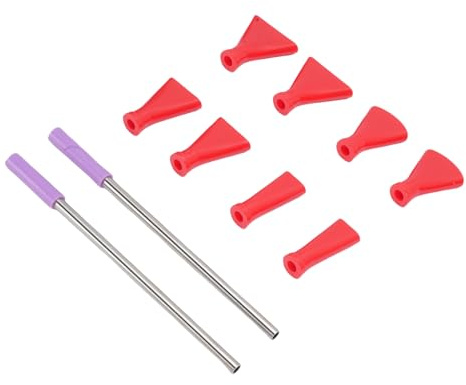 Sxhlseller Painting the Straw Set Harvesting, Stainless Steel Straw Nozzles (Red)