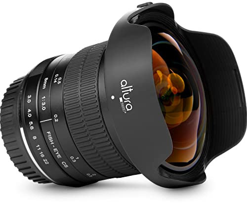 Altura Photo 8MM f/3.0 Fisheye Lens for Canon DSLR AP-8MC Professional Ultra Wide Angle Aspherical Fixed Lens with Removeable Lens Hood and Protective Carry Case